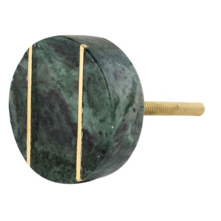 Forest Green Round Brass Marble Stone Cabinet Knobs